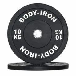 Body Iron 10 Kg Pro Bumper Plate Black Pair Weights, Barbells & Dumbbells