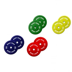 Body Iron Weights, Barbells & Dumbbells 140kg Colour Pro Bumper Plate Set
