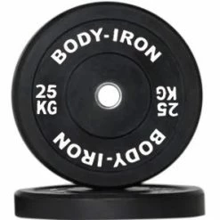 Body Iron 25 Kg Pro Bumper Plate Black Pair Weights, Barbells & Dumbbells