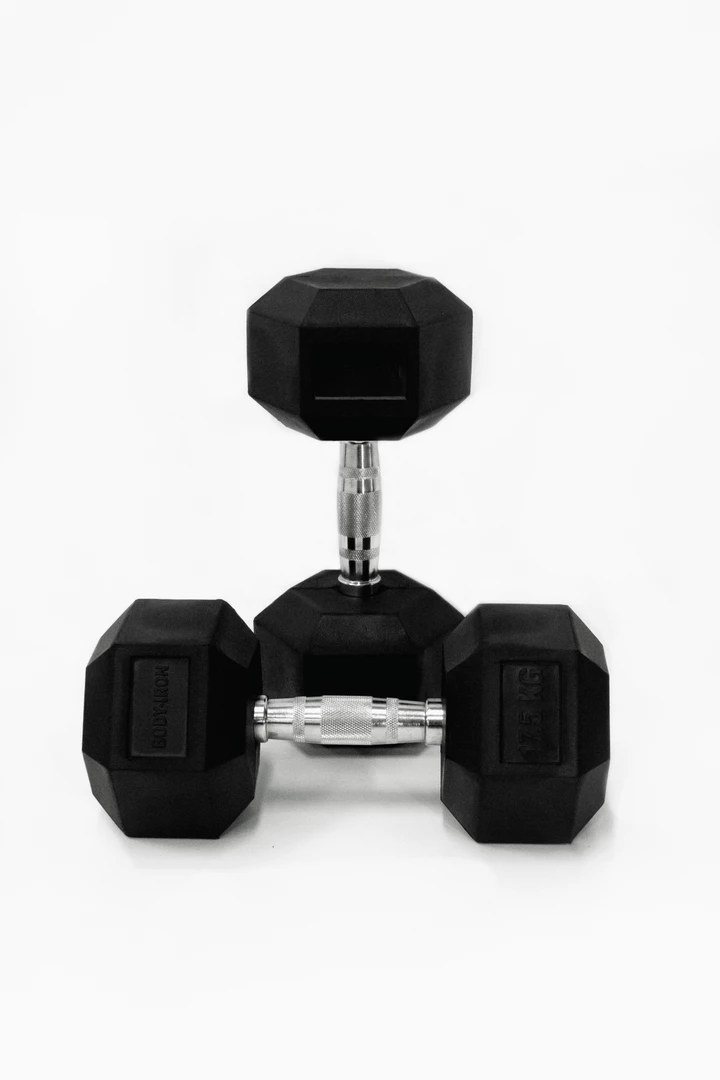 17.5 Kg Body Iron Commercial Rubber Hex Dumbbell Pair 3 17.5 Kg Body Iron Commercial Rubber Hex Dumbbell Pair
