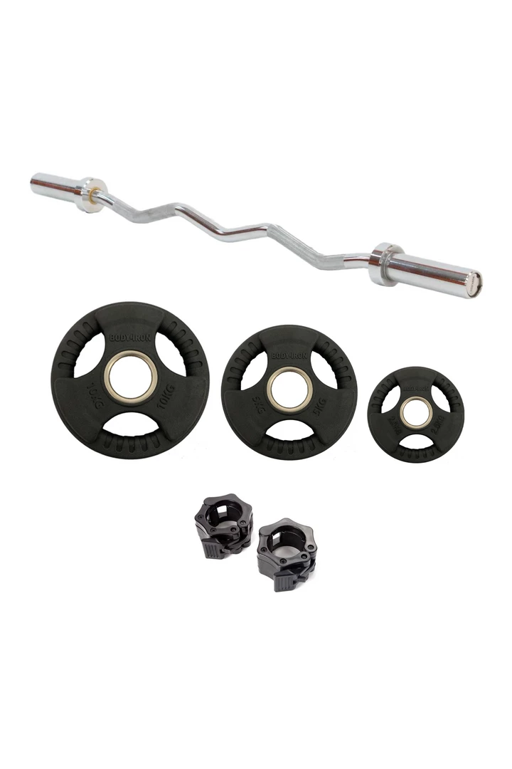 Body Iron 50kg Ez Curl Bar Set Weights, Barbells & Dumbbells 3 Body Iron 50kg Ez Curl Bar Set Weights, Barbells & Dumbbells