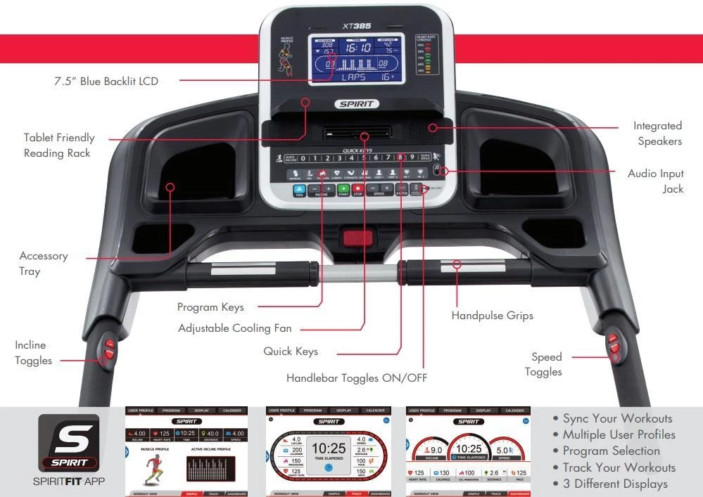 Spirit Treadmill SXT385 Cardio 6 Spirit Treadmill SXT385 Cardio